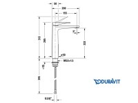 MEDIDAS MONOMANDO LAVABO ALTO TULUM DURAVIT